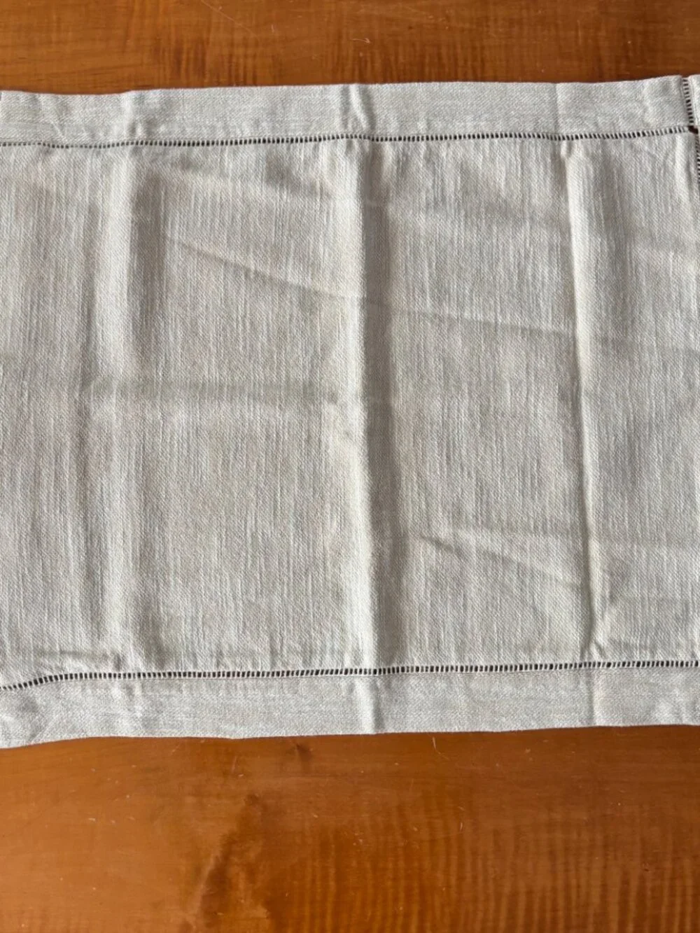 Ralph Lauren Standard Sham HEMSTITCH TWILL Cream Linen Cotton Blend